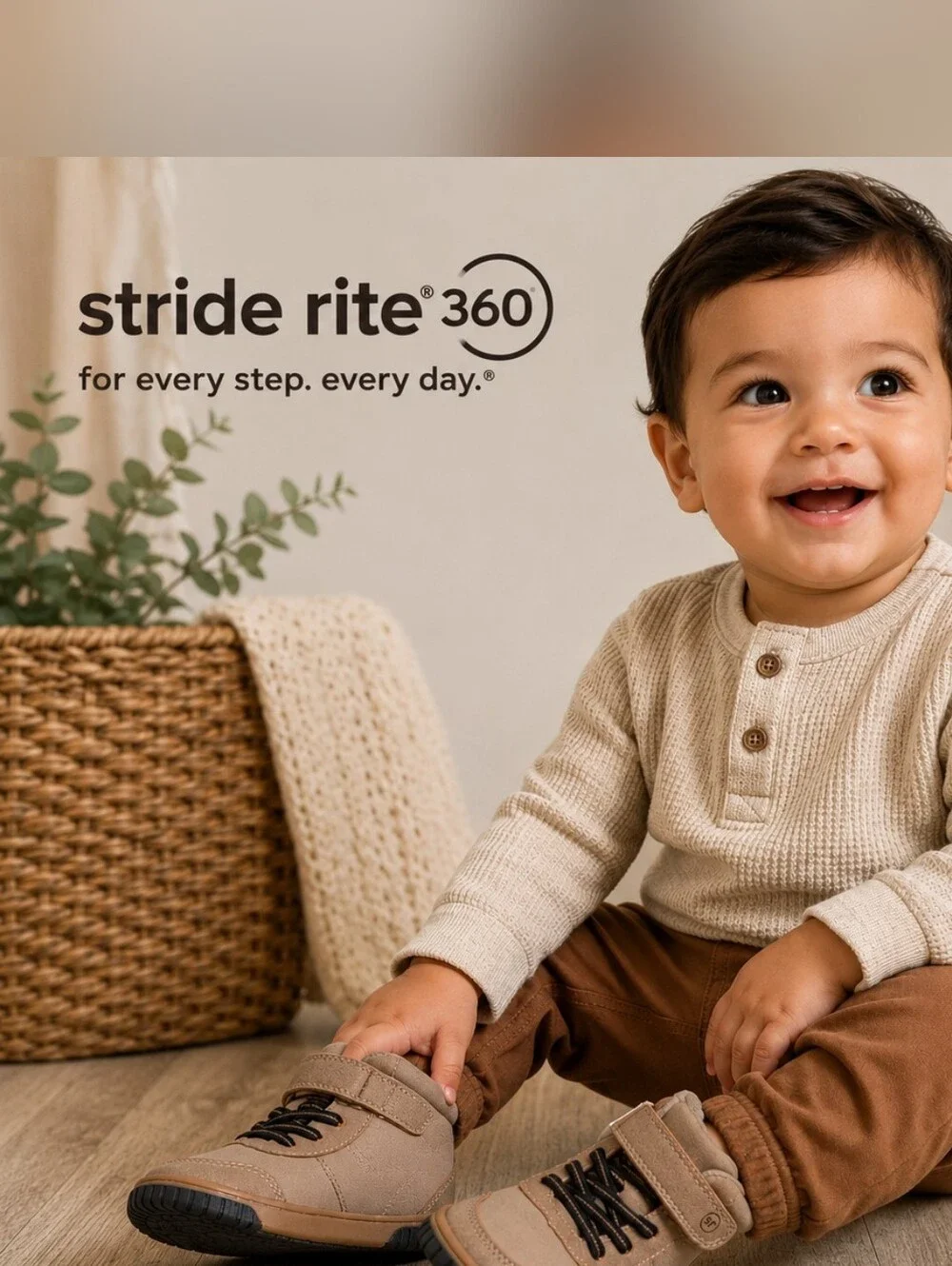 Stride Rite 360 Melvin Taupe Toddler Boots Size 6M Hook & Loop Rugged Casual